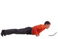 Funny businessman doing push-ups Royalty Free Stock Photo