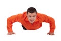 Funny businessman doing push-ups Royalty Free Stock Photo