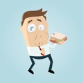 Funny businessman eating a sandwich