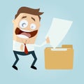 Funny businessman with file and folder