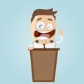 Funny businessman and lectern