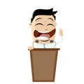 Funny businessman and lectern