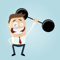 Funny businessman is lifting weights Royalty Free Stock Photo