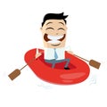 Funny businessman with rubber boat