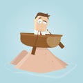 Funny businessman is running aground