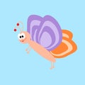 A funny butterfly with big eyes. Cartoon character. Isolated illustration for design. Royalty Free Stock Photo