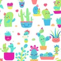 Funny cactus  seamless pattern Royalty Free Stock Photo