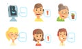 Funny Call Center Operators Set, Technical Support and Customer Service Representatives Cartoon Vector Illustration