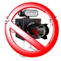 Funny camera character with forbidden photography sign Royalty Free Stock Photo
