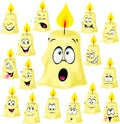 Funny candle cartoon with many facial expressions - vector