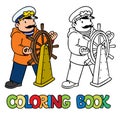 Funny captain or yachtsman. Coloring book Royalty Free Stock Photo