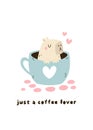 Funny capybara sitting in a cup. Vector illustration with cool animal