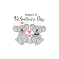 Funny card with couple koalas. Cute animal. Love. Royalty Free Stock Photo