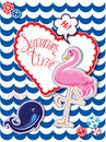 Funny Card with pink flamingo