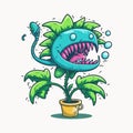 Funny carnivorous plant, a creative cartoon illustration, suitable for printing, advertising, mobile applications, and T-shirt Royalty Free Stock Photo