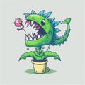 Funny carnivorous plant, a creative cartoon illustration, suitable for printing, advertising, mobile applications, and T-shirt Royalty Free Stock Photo