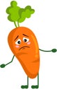 Funny carrot mascot feeling sad