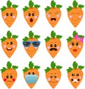 Funny carrots with feature a different expressions