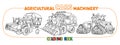 Cars coloring book set. Agricultural machinery Royalty Free Stock Photo