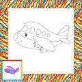 Funny cartoon aircraft. Coloring book for children