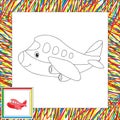 Funny cartoon aircraft. Coloring book for children