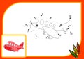 Funny cartoon aircraft. Connect dots and get image. Educational