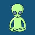 Cartoon alien character. Flat vector illustration on blue background. Royalty Free Stock Photo