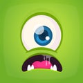 Funny cartoon monster face. Vector Halloween monster square avatar Royalty Free Stock Photo