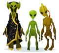 Funny cartoon aliens or extraterrestrial invaders