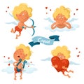 Funny cartoon angels cupids for valentine`s day