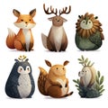 Funny Cartoon Animal Icon Set Collection Royalty Free Stock Photo