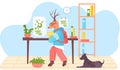 Funny cartoon animal student. A deer schoolboy with exercise book in hands in chemistry class Royalty Free Stock Photo