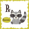 Funny cartoon animals. R letter. Cute alphabet for children education. Vector illustration Royalty Free Stock Photo