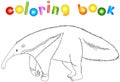 Funny cartoon ant-eater. Coloring book for kids