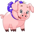 Funny cartoon baby pig, on white background.