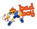 Funny cartoon bad boy. Company character. Vector illustration for any media. Image is isolated on a white background for printing Royalty Free Stock Photo