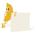 Banana Cartoon with Blanked Paper Sheet Royalty Free Stock Photo