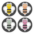 Funny cartoon bee set, Royalty Free Stock Photo