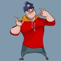 Funny cartoon big guy posing in sportswear Royalty Free Stock Photo