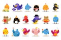 Funny Cartoon Birds Tweeting and Cooking Vector Set Royalty Free Stock Photo