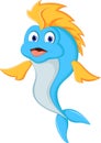 Funny cartoon blue fish Royalty Free Stock Photo