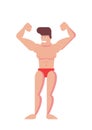 Funny Cartoon bodybuilder. Flat vector