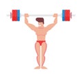 Funny Cartoon bodybuilder. Flat vector