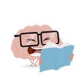 Funny cartoon brain reading a book Royalty Free Stock Photo