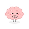 Funny cartoon brain with skeptical facial expression