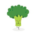 Funny cartoon broccoli practicing yoga Royalty Free Stock Photo