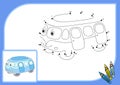 Funny cartoon bus. Connect dots and get image. Educational game Royalty Free Stock Photo