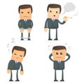 Funny cartoon businessman in various poses