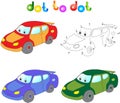 Funny cartoon car. Connect dots and get image. Educational game