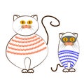 Funny cartoon cats on a white background